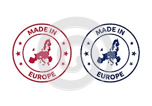 made in Europe icon set, European Union product stamp