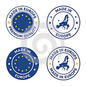 made in Europe stamp set, European Union product label