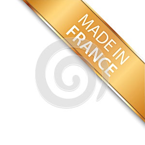 MADE IN FRANCE - vector illustration of gold corner ribbon banner with gold colored frame