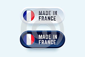 Made in France. Vector sign in two color styles.