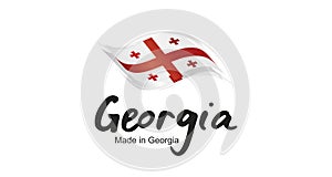 Made in Georgia handwritten flag ribbon typography lettering logo label banner