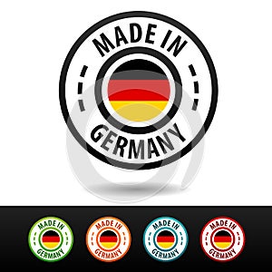 Made in Germany badges with German flag.