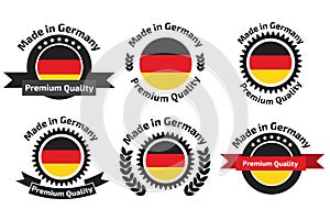 Made in Germany labels and badges.