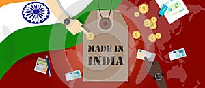 Made in India price tag illustration badge export patriotic business transaction