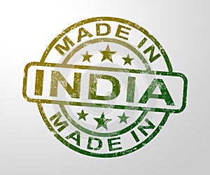 Made in India stamp shows Indian products produced or fabricated in Asia - 3d illustration photo