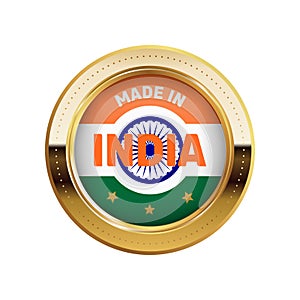 vector gold sticker made in India with national flag
