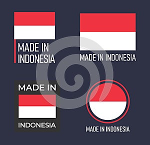 made in Indonesia icon set, product labels of the Republic of Indonesia