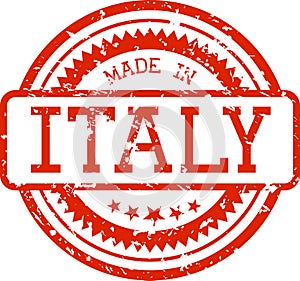 Made in italy grunge rubber stamp isolated on white