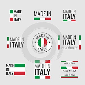 Made in Italy labels set, Italian product emblem