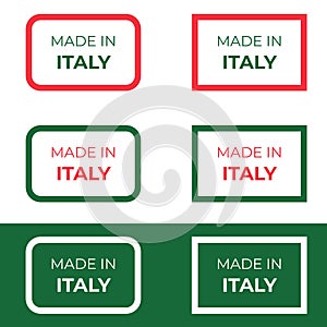 Made in Italy red and green label design vector illustration