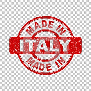 Made in Italy red stamp. Vector illustration on backgro