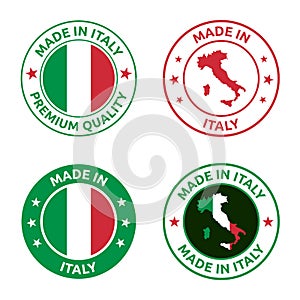 made in Italy stamp set, Italian product label