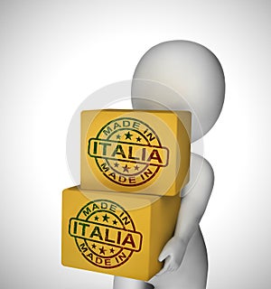 Made in Italy stamp shows Italian products produced or fabricated in Italia - 3d illustration photo