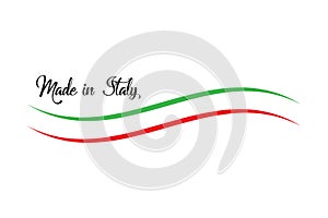 Made in Italy symbol, flag colored ribbon vector