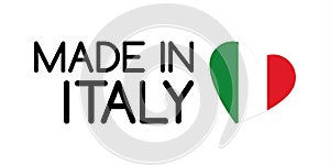 Made in Italy symbol with heart in the colors of the Italian tricolor