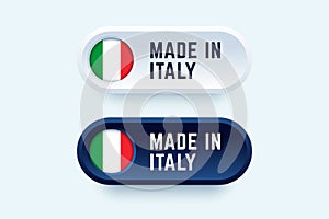 Made in Italy. Vector sign in two color styles.