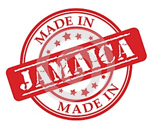 Made in Jamaica red rubber stamp