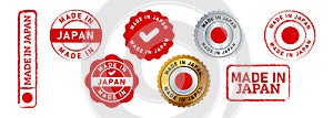 made in japan rectangle circle stamp and seal badge label sticker sign for country product manufactured