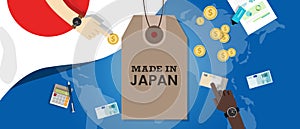 Made in Japan stamp price tg flag world map transaction export money