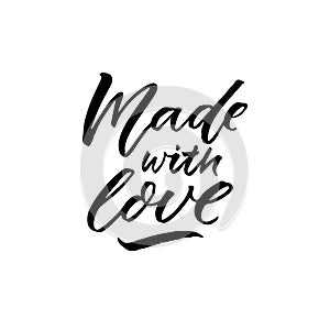 Made with love calligraphy caption for product labels.