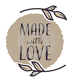 Made with love, handmade production emblem or banner photo