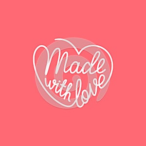 Made with love. Handwritten stylized heart. Vector illustration