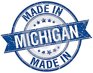 Made in Michigan blue round stamp