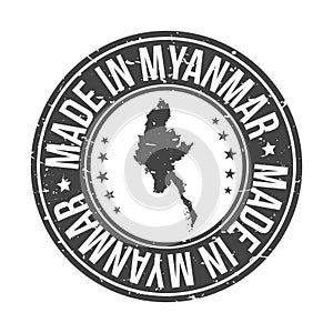 Made in Myanmar Map. Quality Original Stamp Design Vector Art Seal Badge Illustration.