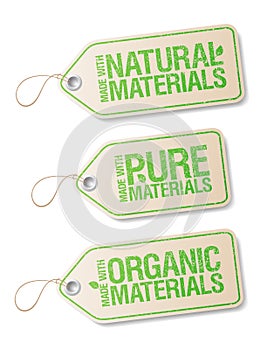 Made with Natural Pure Materials labels.