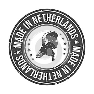 Made in Netherlands Map. Quality Original Stamp Design Vector Art Seal Badge Illustration.