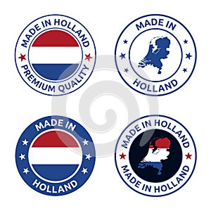 made in Netherlands stamp set, Holland product label