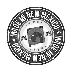 Made in New Mexico State USA Quality Original Stamp Map. Design Vector Art Tourism Souvenir Round Seal Badge.