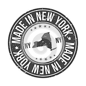 Made in New York State USA Quality Original Stamp Map. Design Vector Art Seal Badge Illustration.