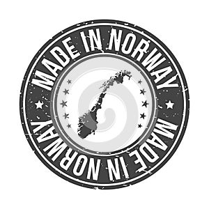 Made in Norway Map. Quality Original Stamp Design Vector Art Seal Badge Illustration.