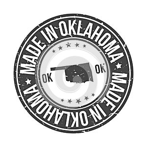 Made in Oklahoma State USA Quality Original Stamp Map. Design Vector Art Seal Badge Illustration.