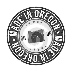 Made in Oregon State USA Quality Original Stamp Map. Design Vector Art Seal Badge.