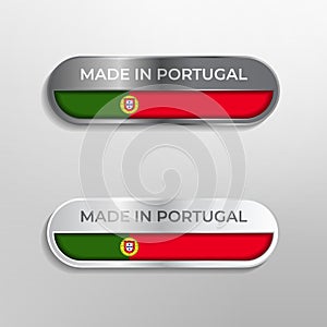 Made in Portugal Label, Symbol or Logo Luxury Glossy Grey and White 3D Illustration