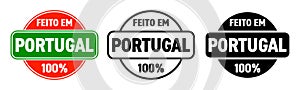 Made in Portugal vector icon. Feito em Portugal, Portuguese made quality product label, 100 percent package stamp