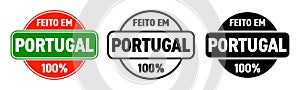 Made in Portugal vector icon. Feito em Portugal, Portuguese made quality product label, 100 percent package stamp photo