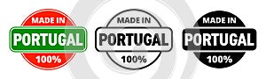 Made in Portugal vector icon. Portuguese made quality product label, 100 percent package stamp