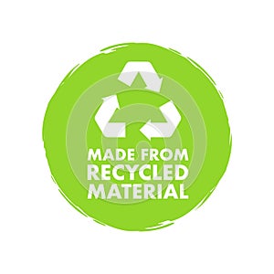 Made With Recycled Materials sign, label. Vector stock illustration