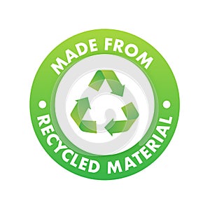 Made With Recycled Materials sign, label. Vector stock illustration