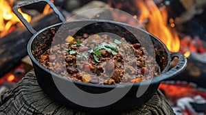 Made with a secret blend of es and slowcooked over an open fire our campfire chili is a musttry for any outdoor photo