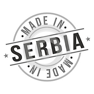 Made In Serbia Stamp. Logo Icon Symbol. Design Certificated Round. Seal National Product badge.