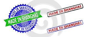 MADE IN SHANGHAI Rosette and Rectangle Bicolor Badges with Corroded Styles