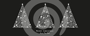 Vyrobený z lesklý hvězdy elegantní vánoční stromeček vektor ilustrace. minimální vizitka. šťastný nový pozdrav 