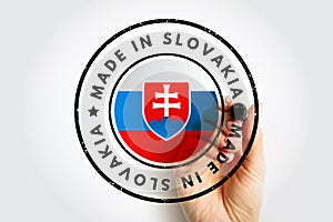 Made in Slovakia text emblém odznak, pozadie konceptu