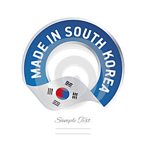 Made in South Korea flag blue color label button banner