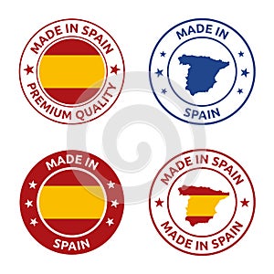 made in Spain stamp set, Spanish product icons