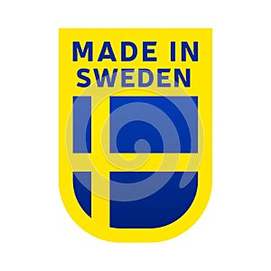 Made in sweden icon. national country flag Stamp sticker. Vector illustration Simple icon with flag